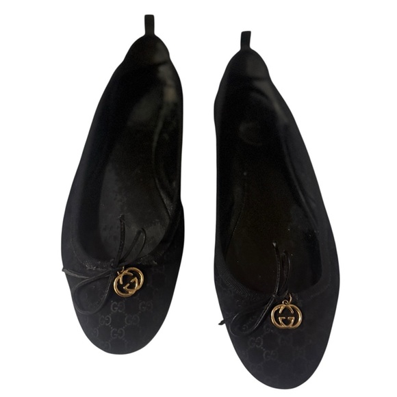 Gucci Shoes - Gucci Black Women's Loafers with Gold Accent. good condition condition